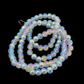 Premium Plated Glass Beads 7.5x8.5 MM (1 String, 100+ Beads) Hole:1 MM Round Rainbow Transparent  For Jewellery Making DIY Arts Crafts